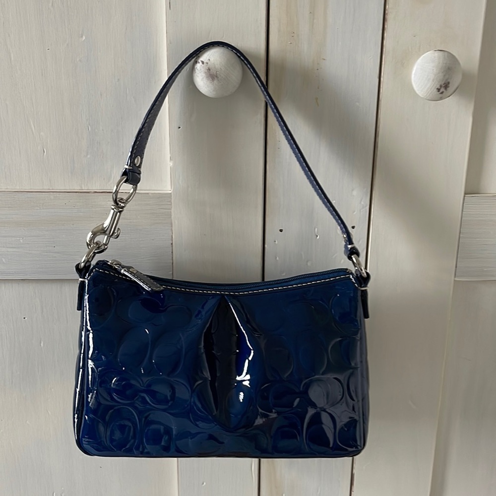 Blue patent leather purse